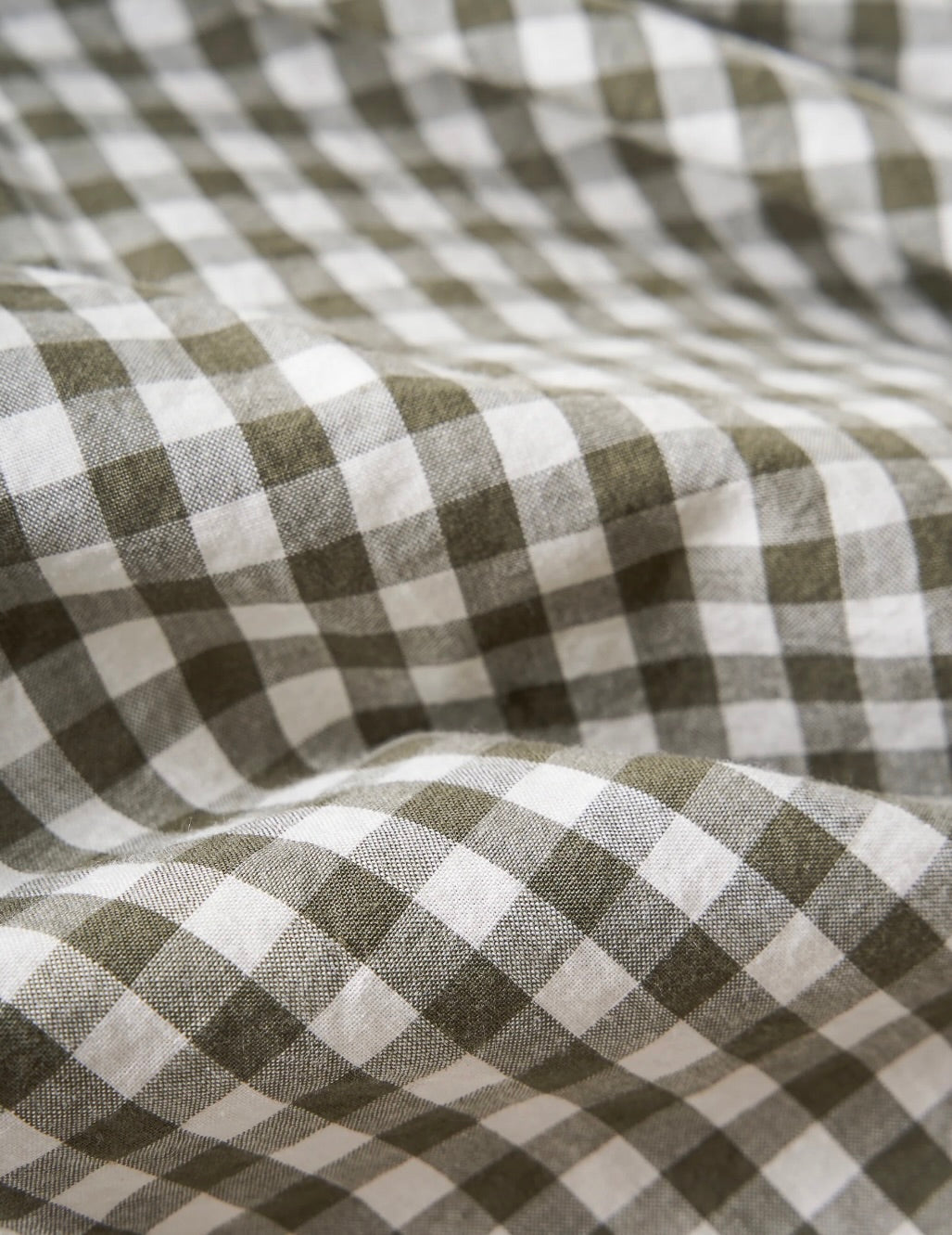 Organic Cotton Gingham Duvet & Pillowcases: Olive