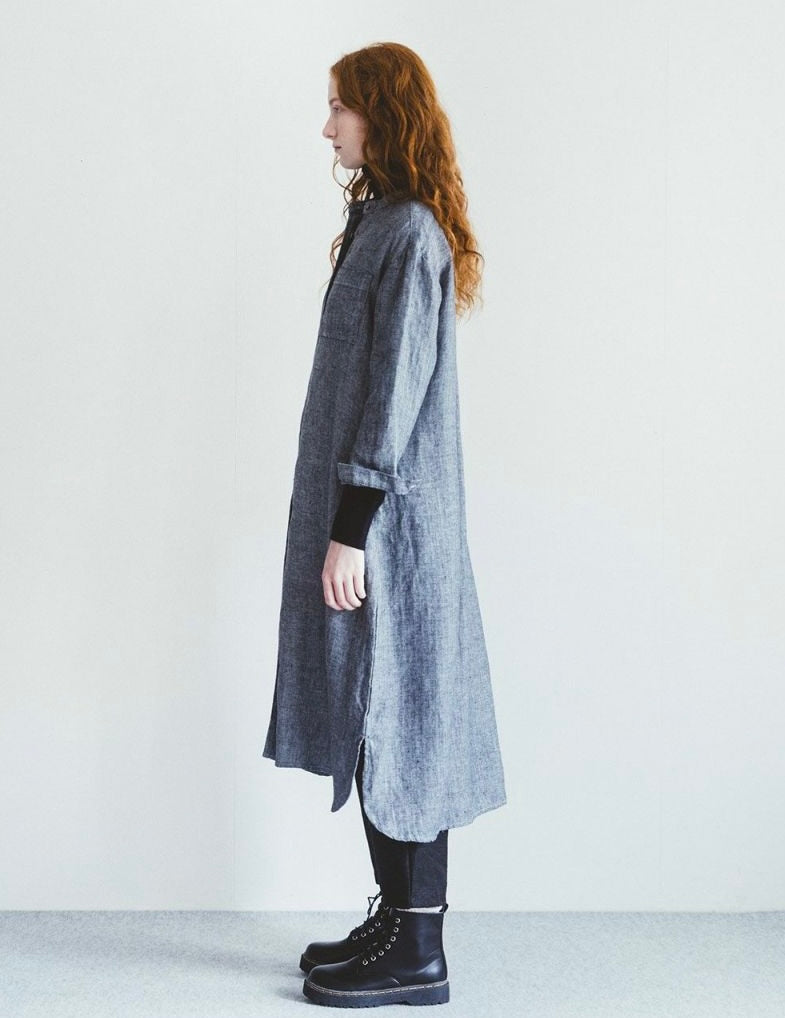 Mitsuki Dress: Herringbone Navy