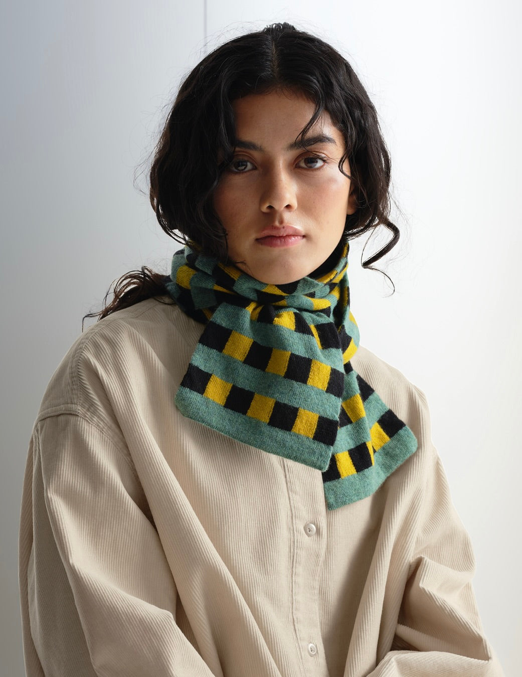 Small Check Stripe Scarf: Assorted