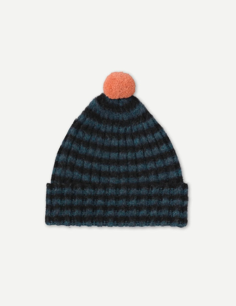 Jo Gordon Narrow Stripe Hat w/Contrast PomPom: Assorted