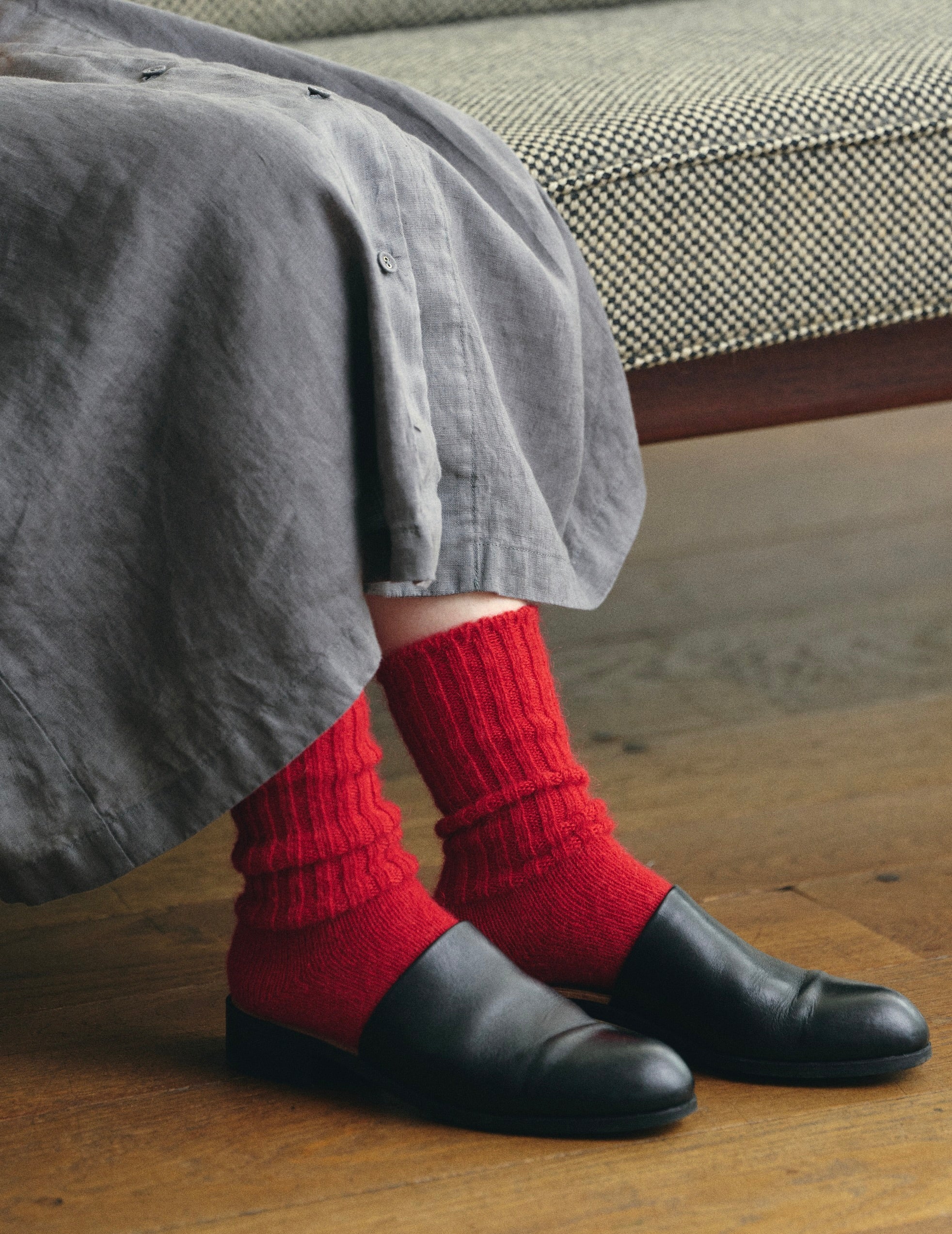 Mohair Socks: Red