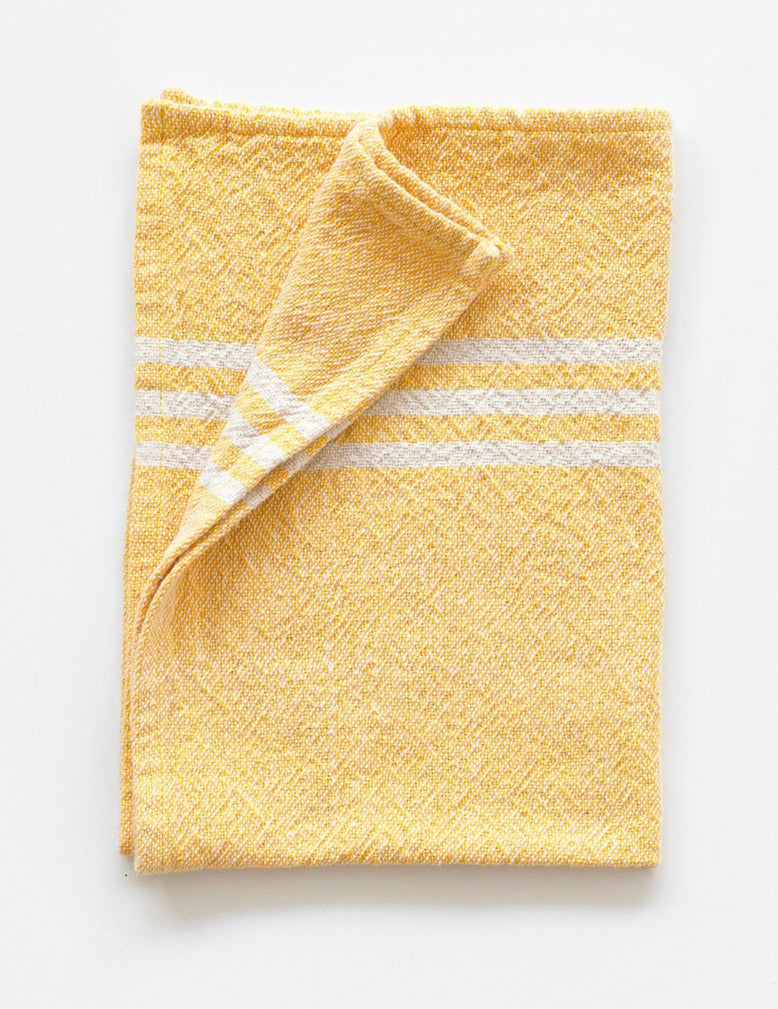 Hand-Woven Cotton Towel: Small: Ivory Stripe