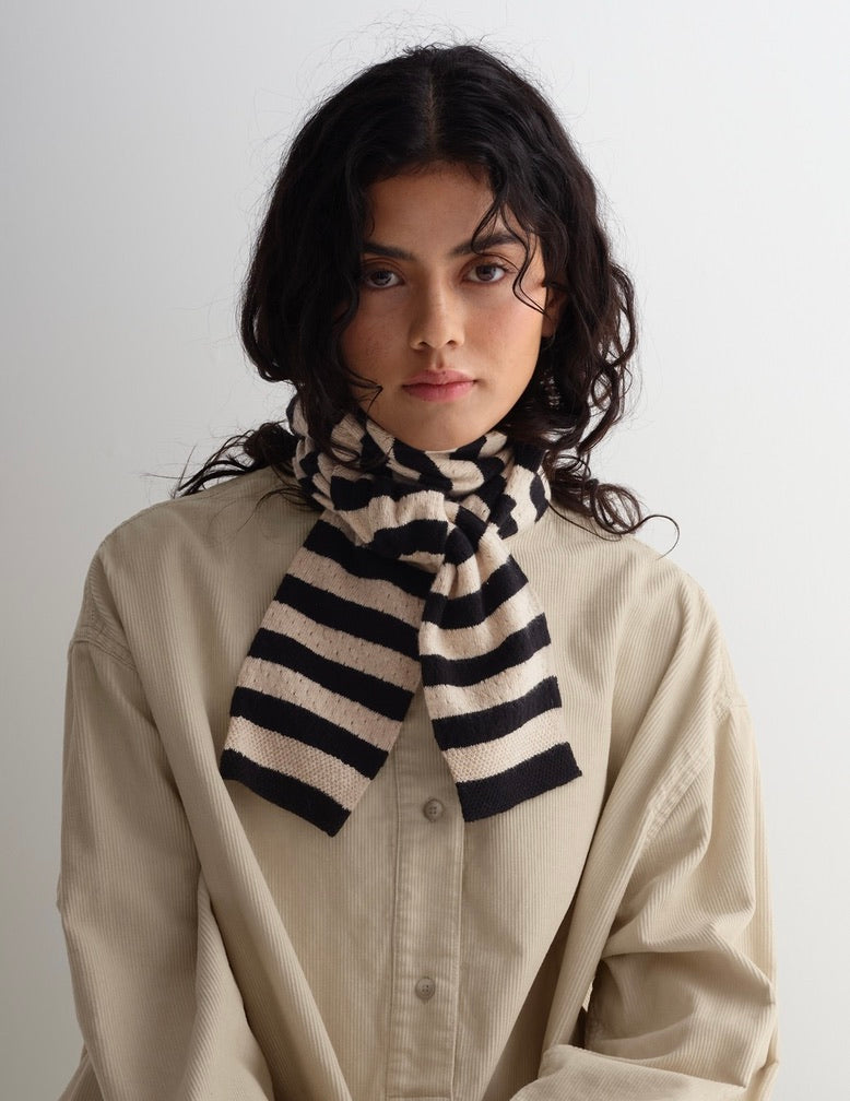 Small Pointelle Stripe Scarf: Assorted
