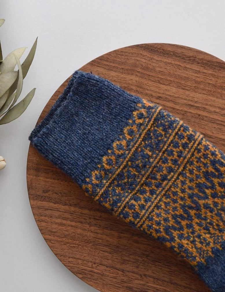 Wool Jacquard Socks: Navy