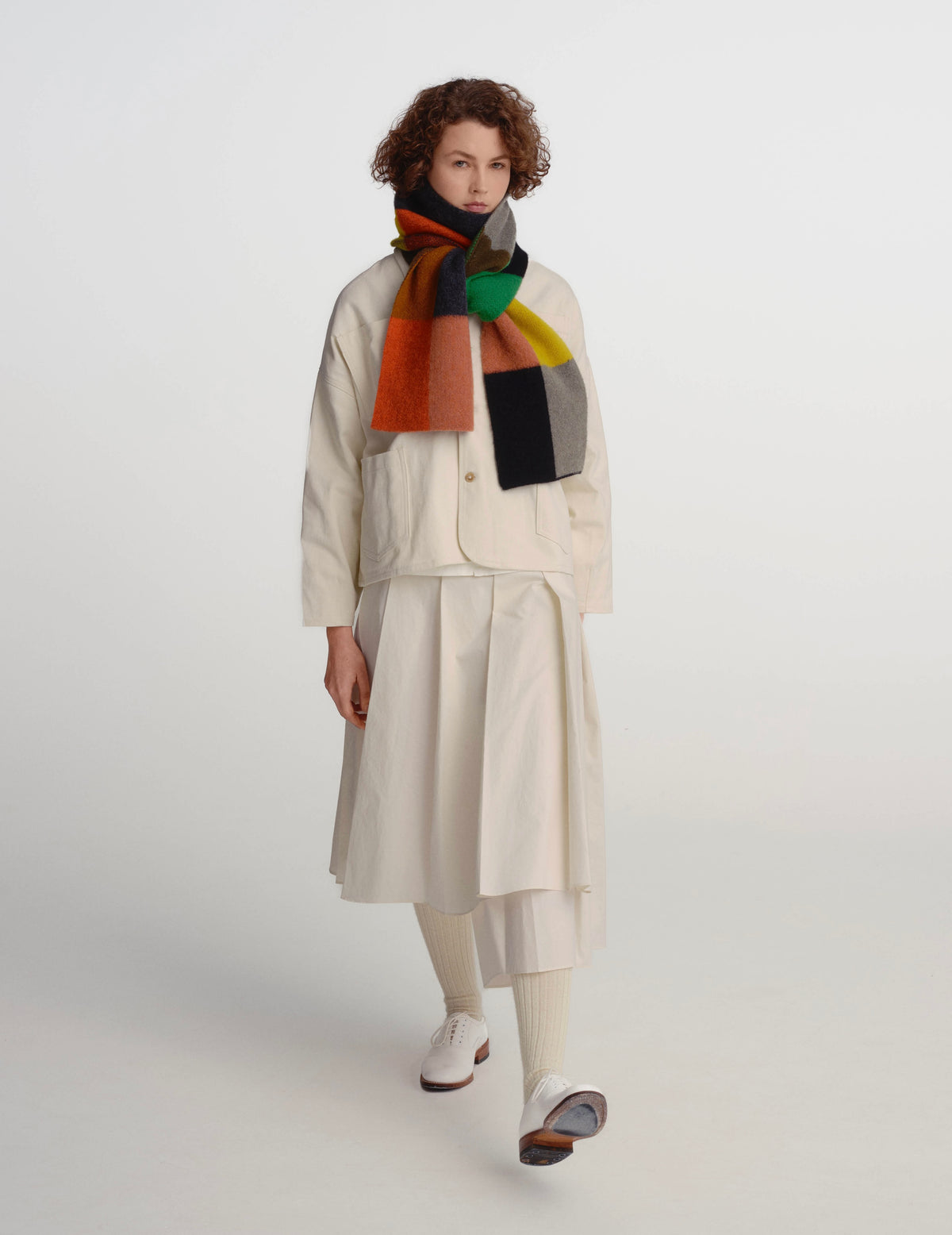 Brushed Bold Rectangles Scarf: Multi