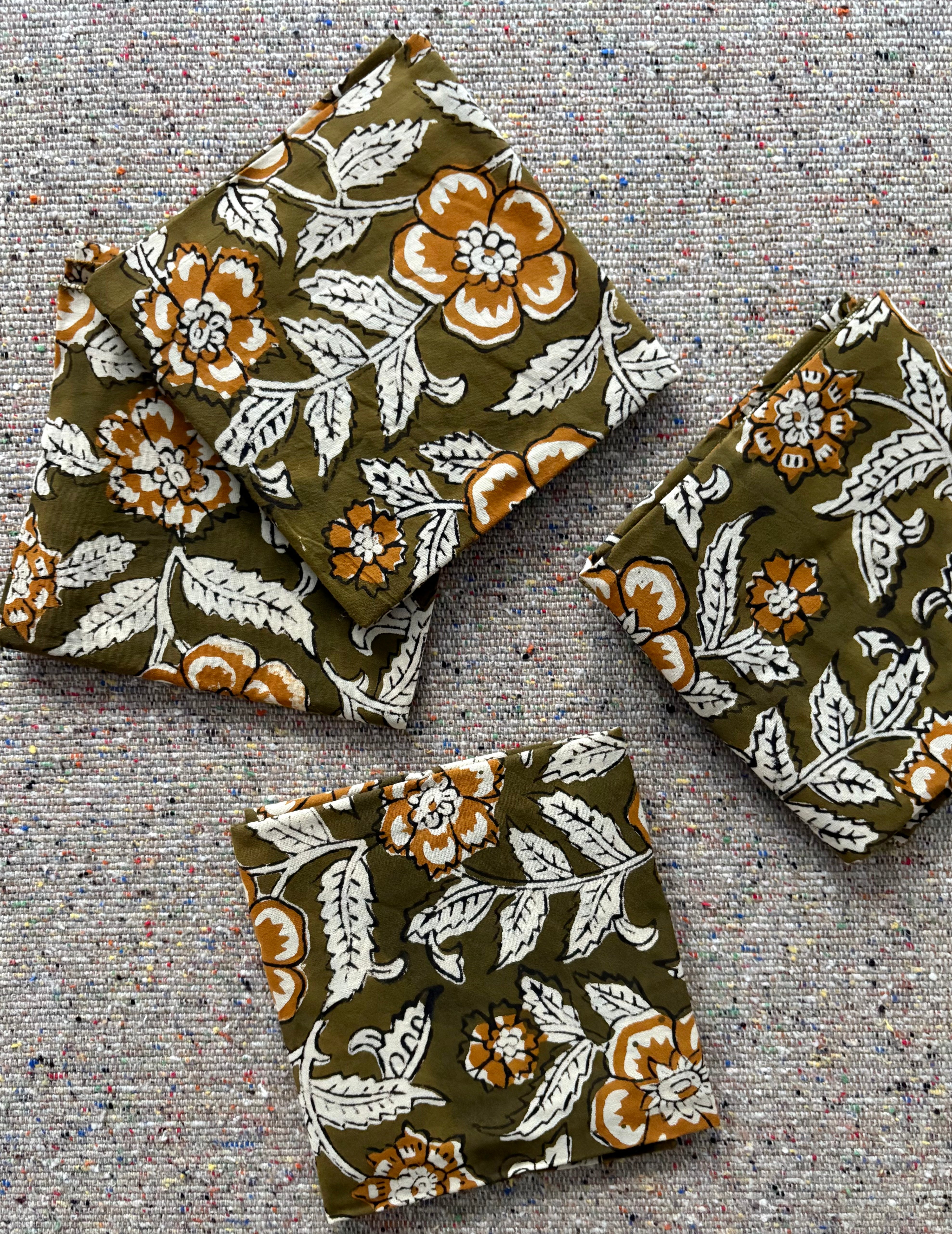 Cotton Napkins Set/4: Olive Floral