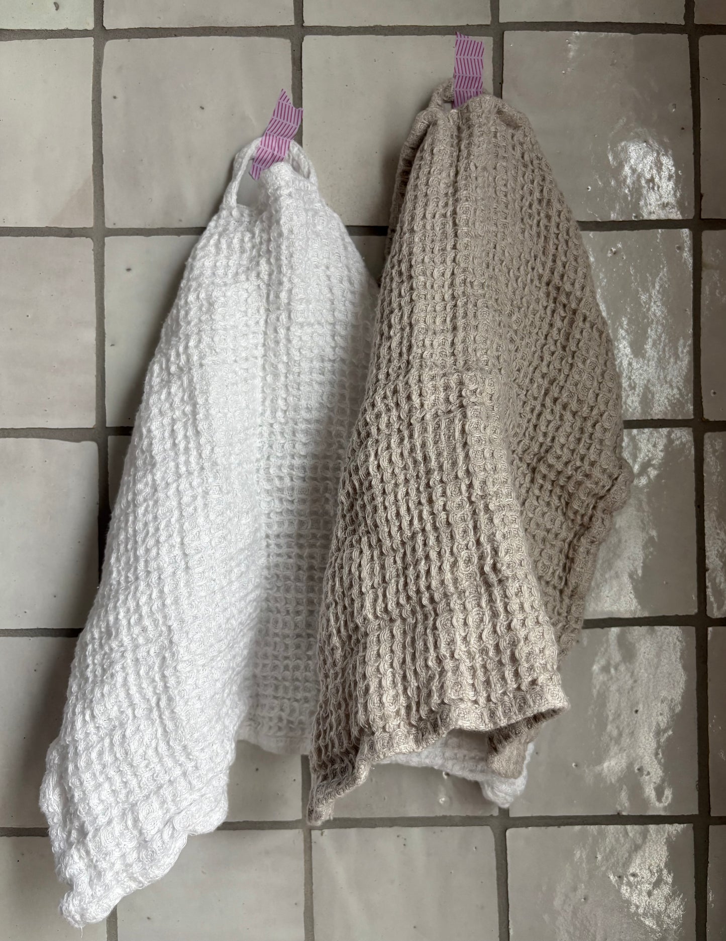 Linen Washed Waffle Towels: Fog