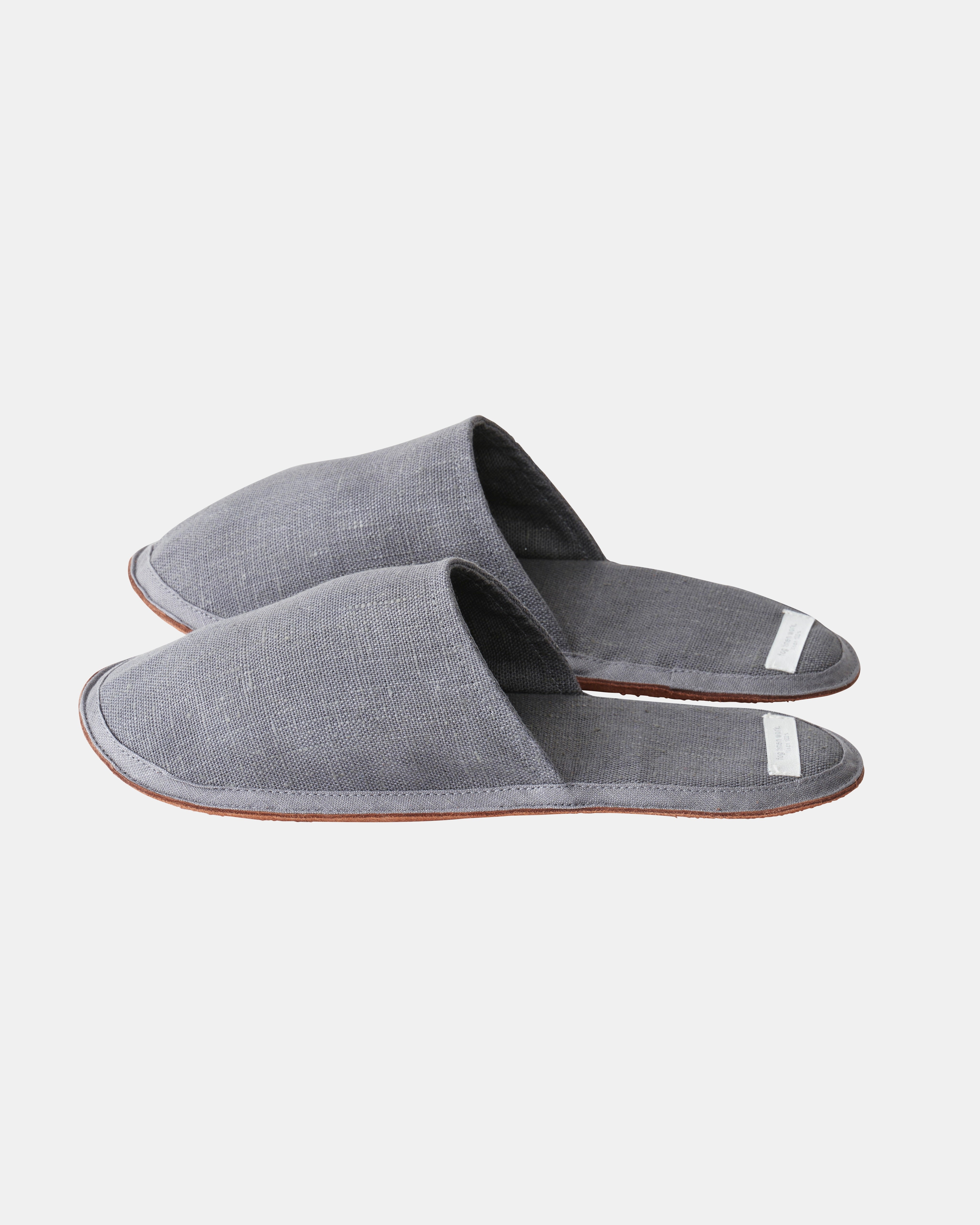 Linen Slippers: Grey Blue