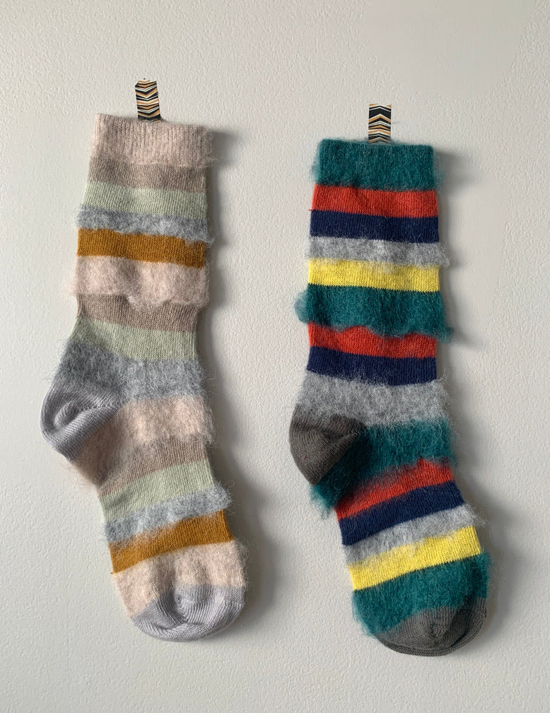 Fuzzy Alpaca Stripe Socks