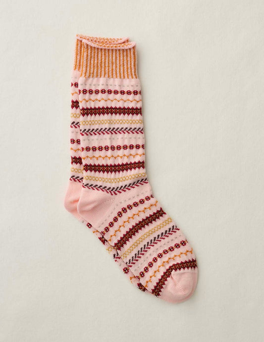 Wool Fair Isle Socks: PInk
