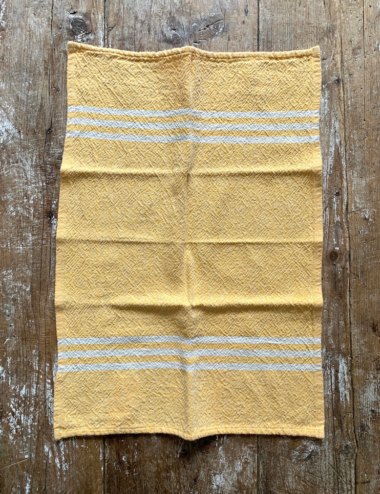 Hand-Woven Cotton Towel: Small: Ivory Stripe