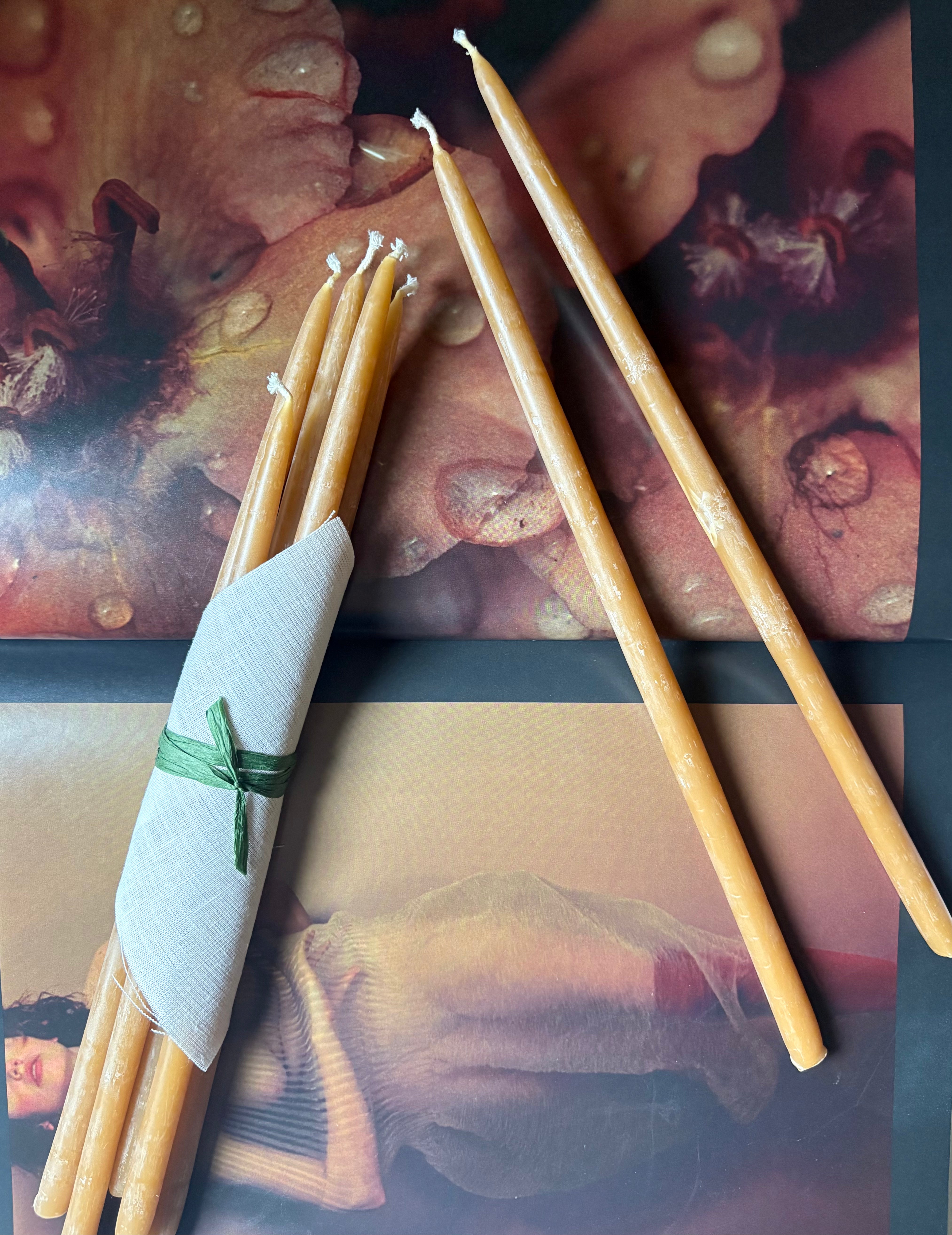 Bundle / 7 Long Beeswax Tapers