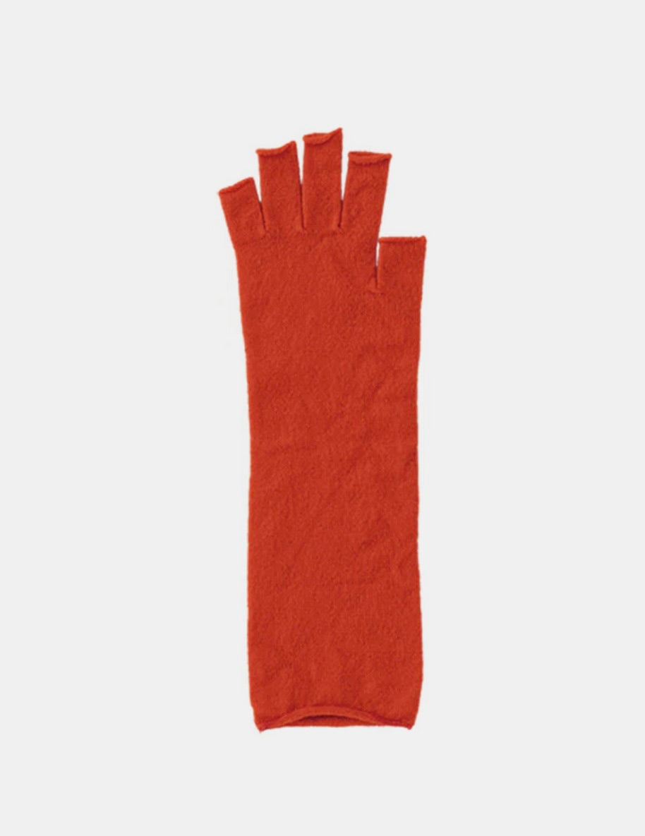 Merino Wool Fingerless Gloves: Tomato