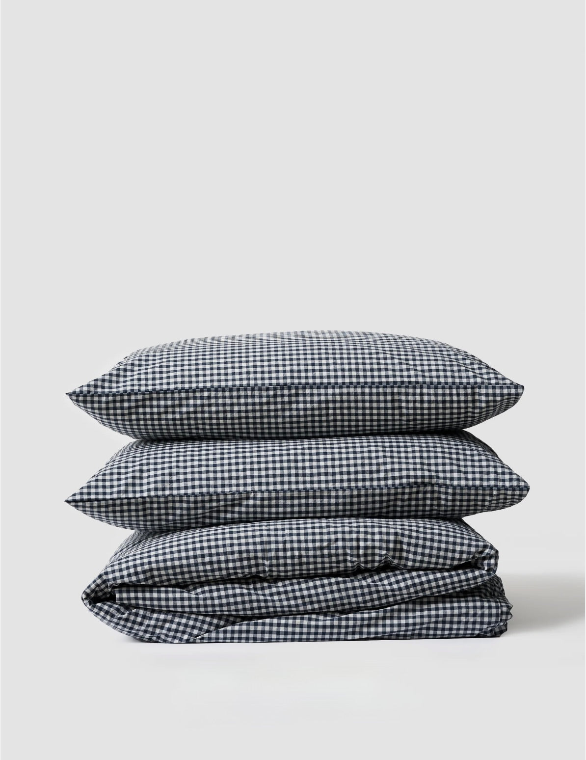 Organic Cotton Gingham Duvet & Pillowcases: Navy