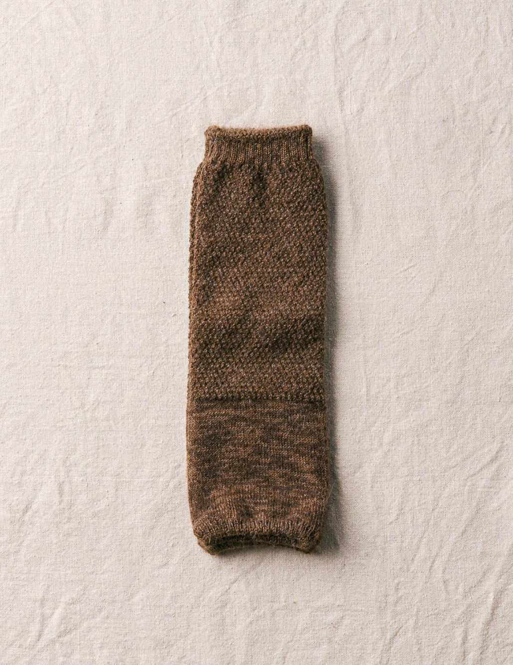 Alpaca Moss Stitch Warmer: Brown