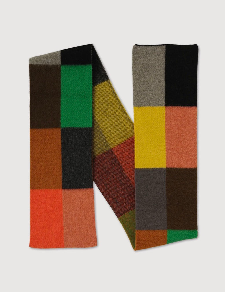 Brushed Bold Rectangles Scarf: Multi
