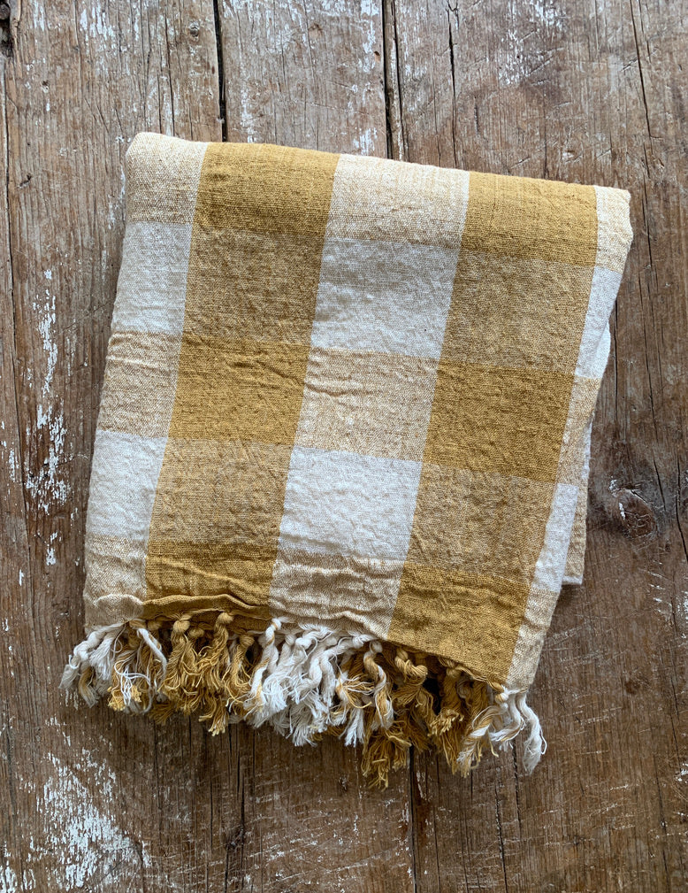 Gold Check Scarf